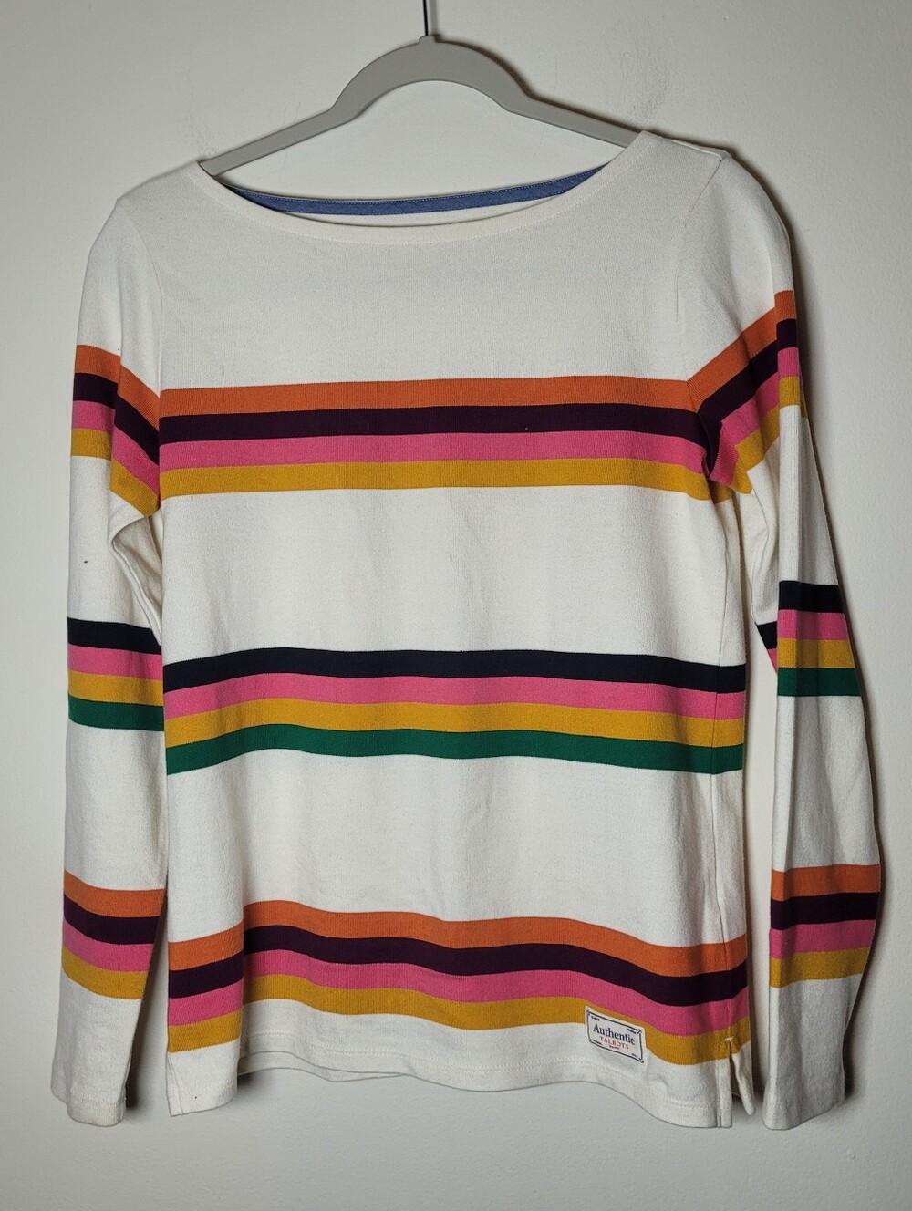 Talbots Y2K Colorblock Stripes T Shirt Long Sleeve Boatneck XS Cotton